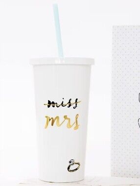 Kate Spade New York Acrylic Bridal Tumbler with Lid and Straw 20oz Bride To Be